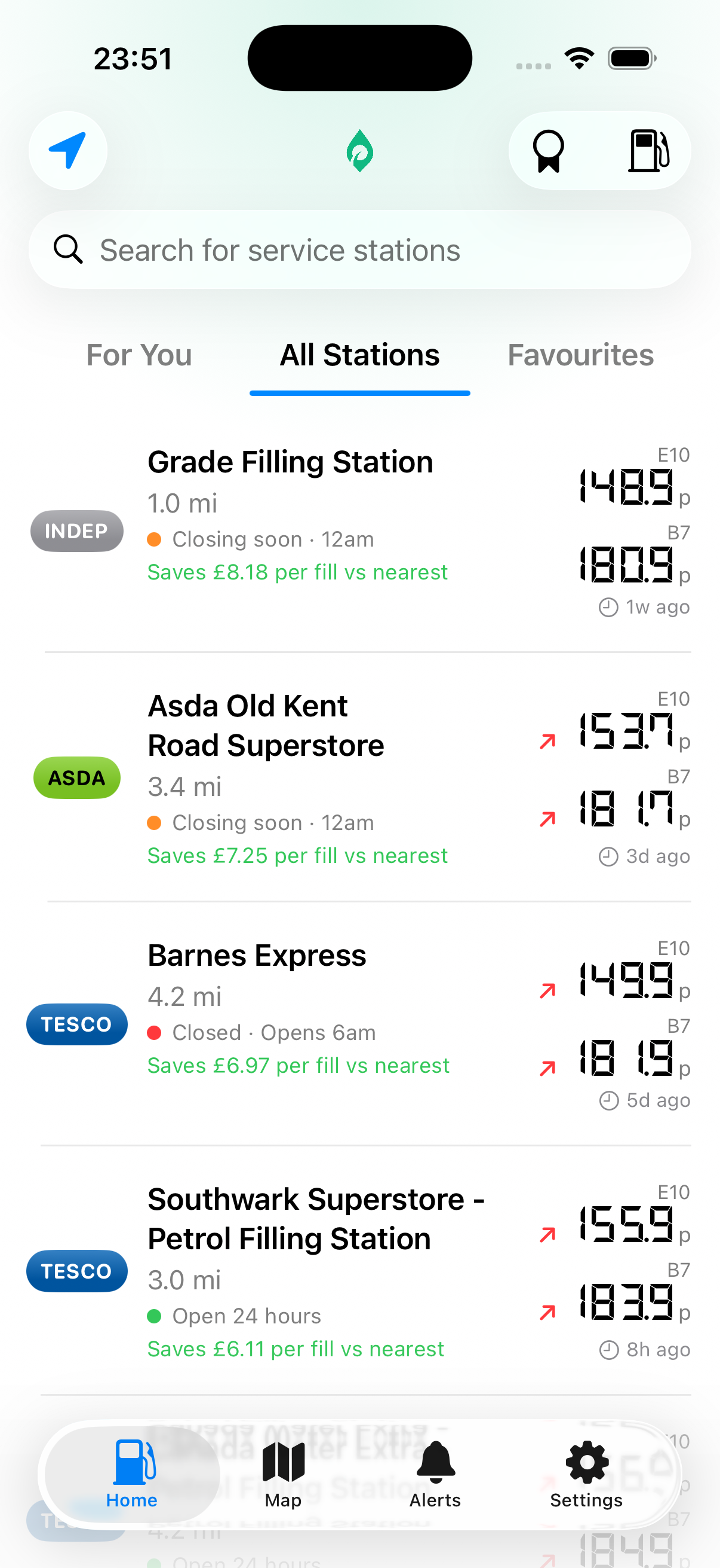All Stations tab