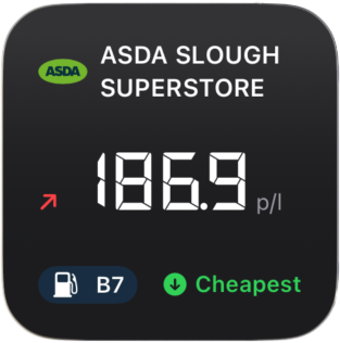 Cheapest widget — ASDA Slough Superstore, 186.9 p/l, B7