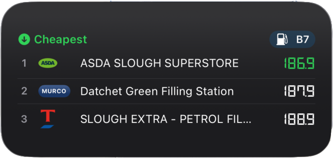 Cheapest Nearby B7 large widget — ASDA Slough, Datchet Green, Slough Extra