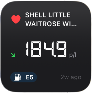 Favourite widget — Shell Little Waitrose, 184.9 p/l, E5